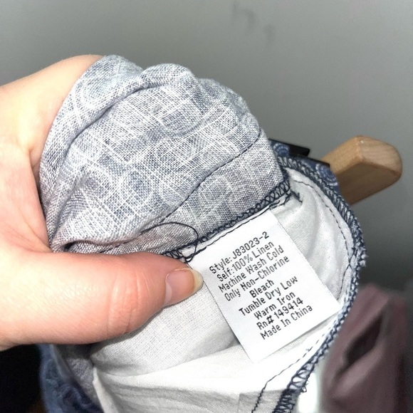 JOHNNY WAS NWT Blue Patched Ikat Linen Paperbag Shorts Size XL - Picture 14 of 14